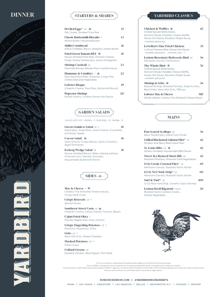Yardbird Restaurant Menu Overview | PDF | Salad | Cajun Cuisine