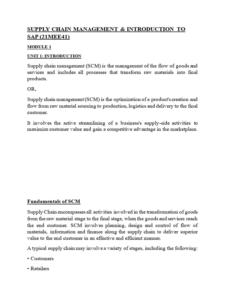 Supply Chain Management Notes2 | PDF | Cost Of Living | Supply Chain