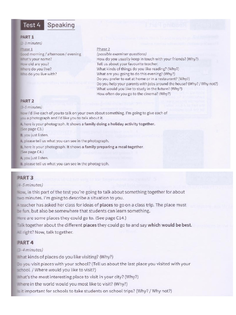 Test 4 Speaking Part Week 6 | PDF