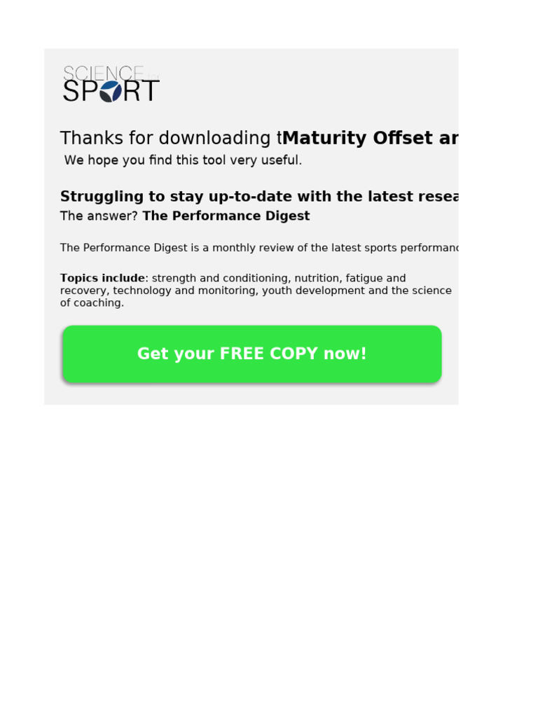 PHV and Maturity Offset Calculator | PDF