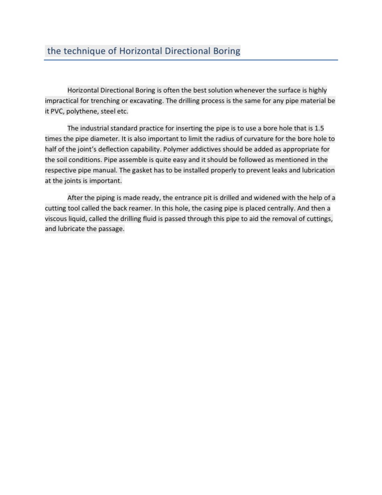 Directional Boring | PDF | Home & Garden | Technology & Engineering