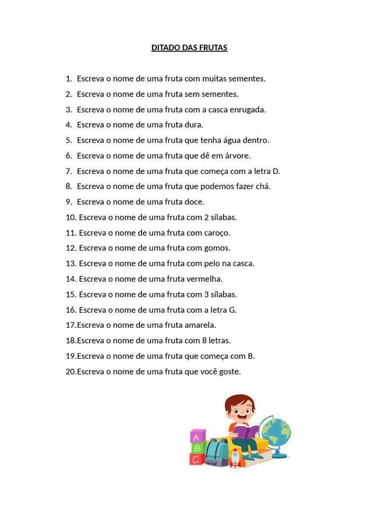 Ditado Das Frutas | PDF, image size:768x1024