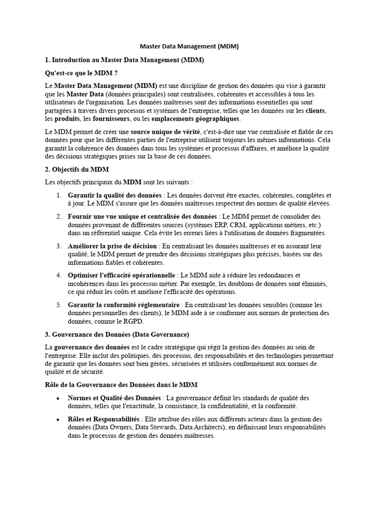 Introduction au Master Data Management | PDF | Qualité des données ...