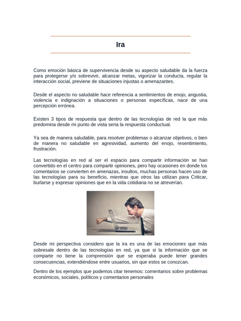 Manejo de la Ira en Tecnologías de Red | PDF | Ira | Las emociones