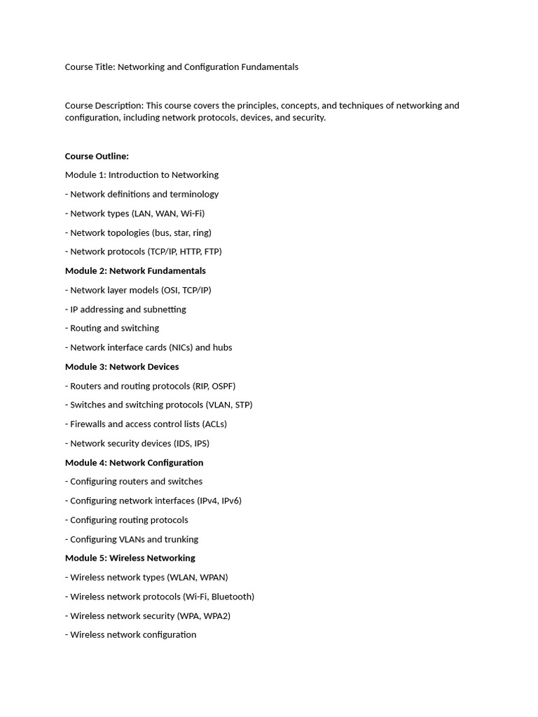 Networking and Configuration Basics | PDF | Computer Network ...