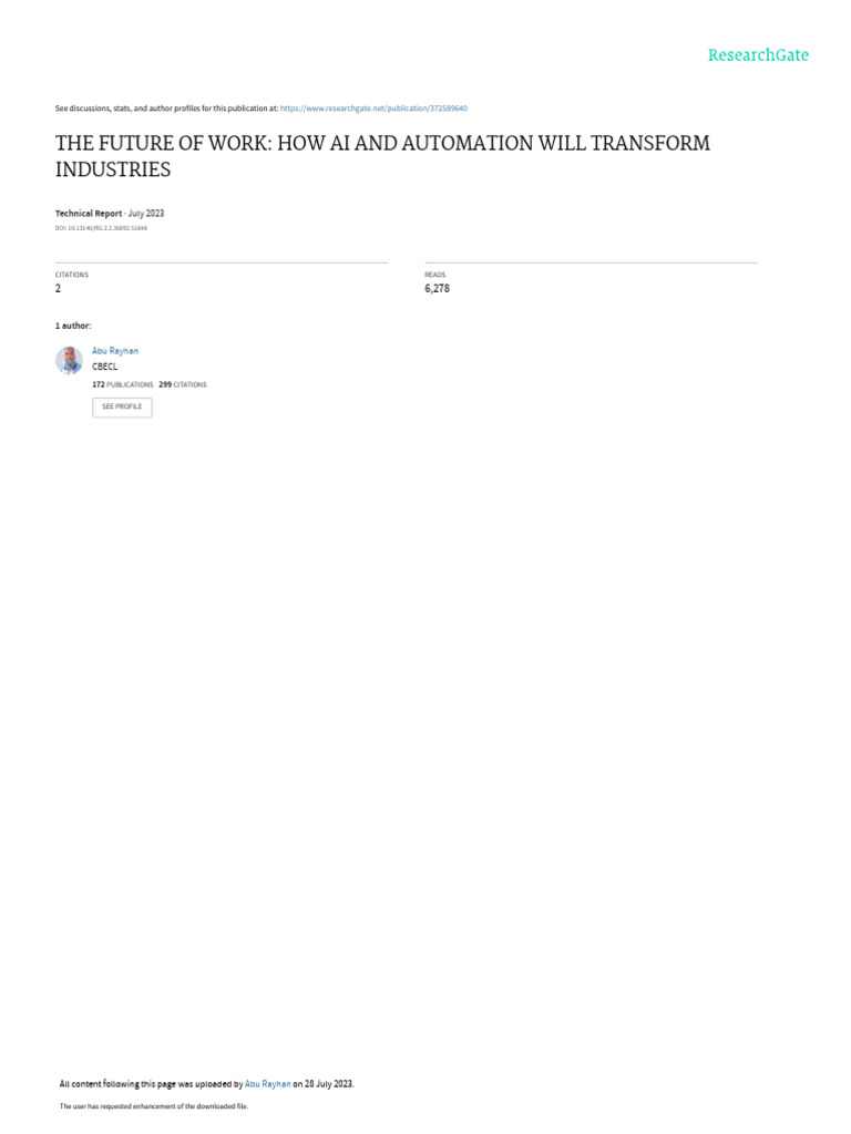 The Futureof Work How AIand Automation Will Transform Industries | PDF ...