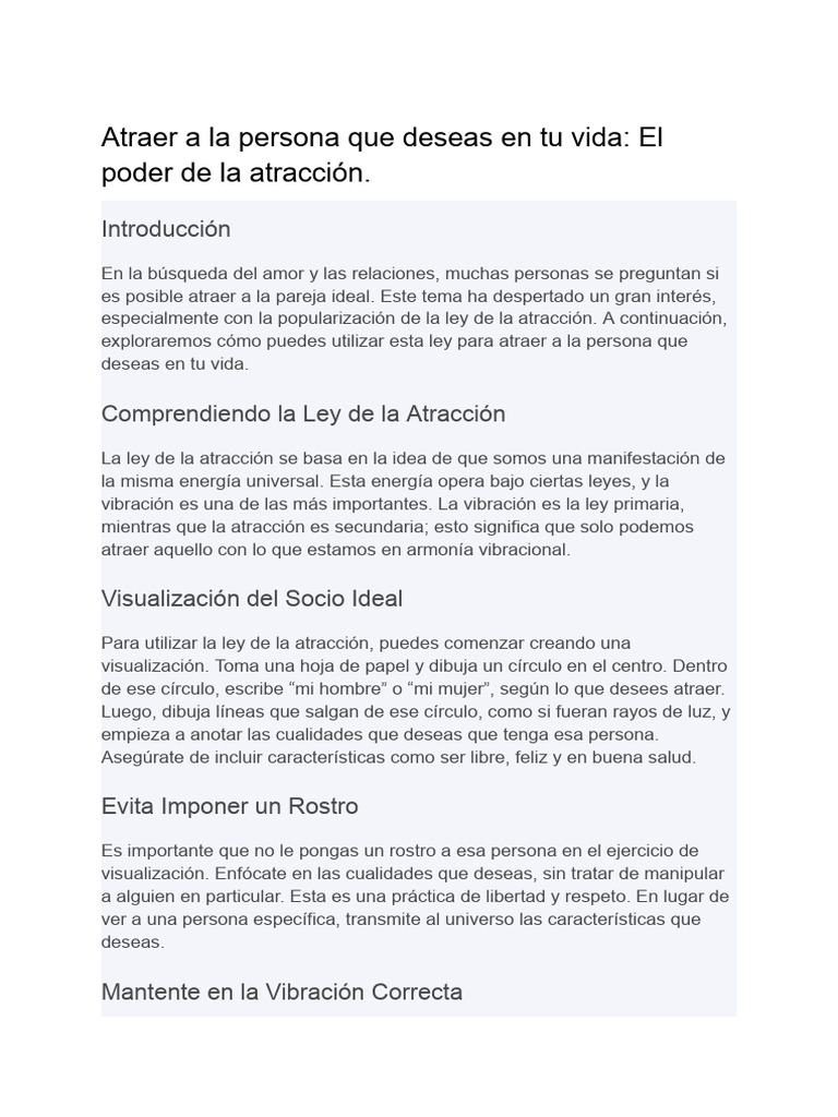 Atraer A La Persona Que Deseas en Tu Vida - El Poder de La Atracción ...
