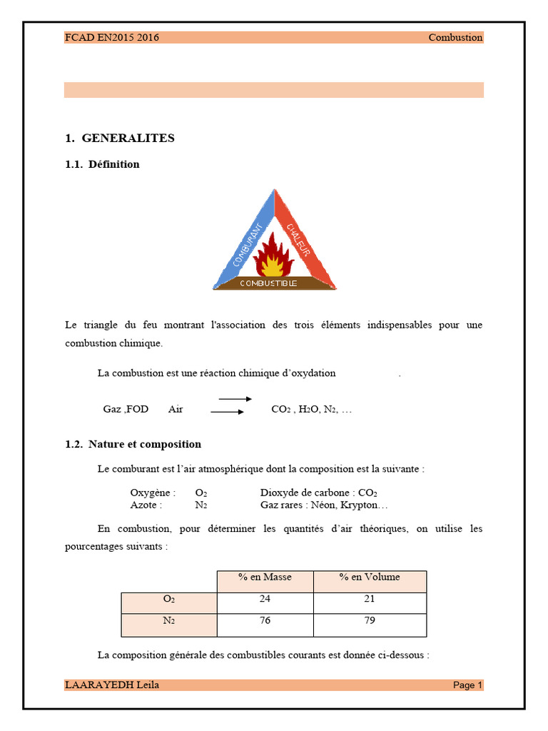 Cours sur la combustion chimique | PDF | La combustion | Combustible