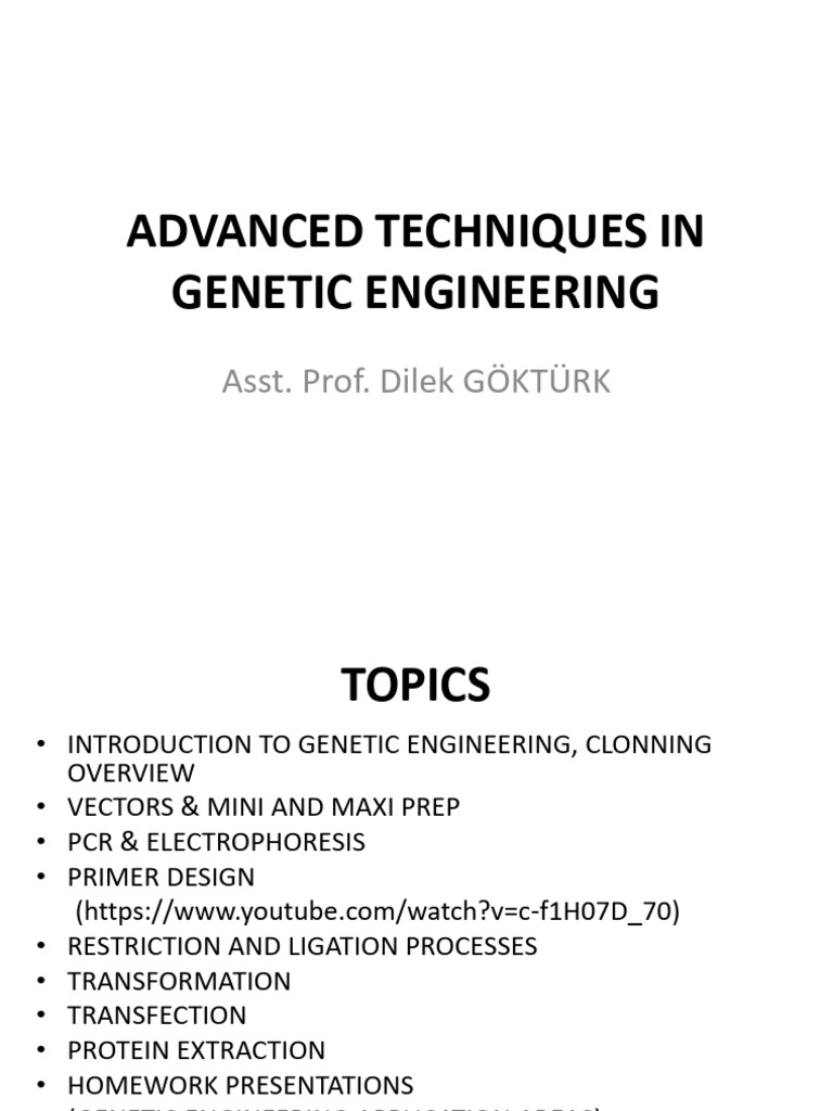 Advanced Genetic Engineering Techniques | PDF | Molecular Cloning ...