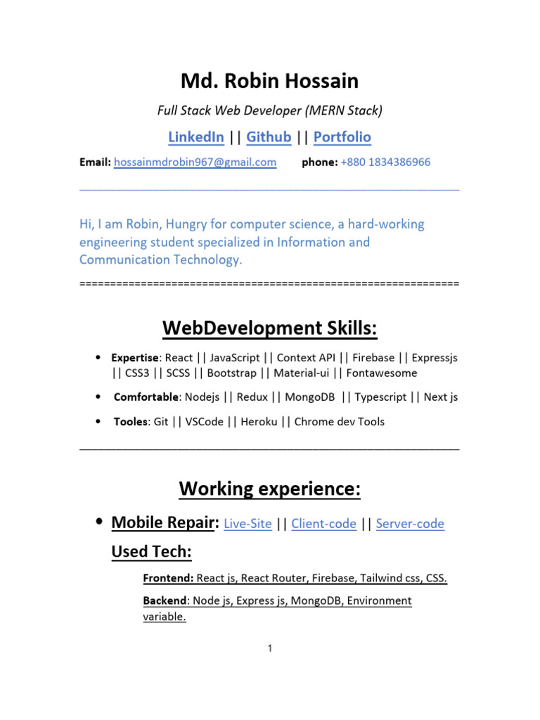 Resume of Robin (2) | PDF | Computing | Web Development