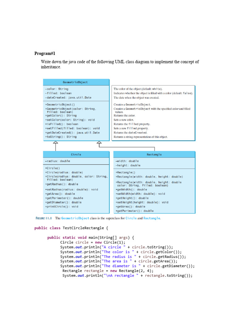 Java Inheritance with Geometric Shapes | PDF | Area | Computer Programming