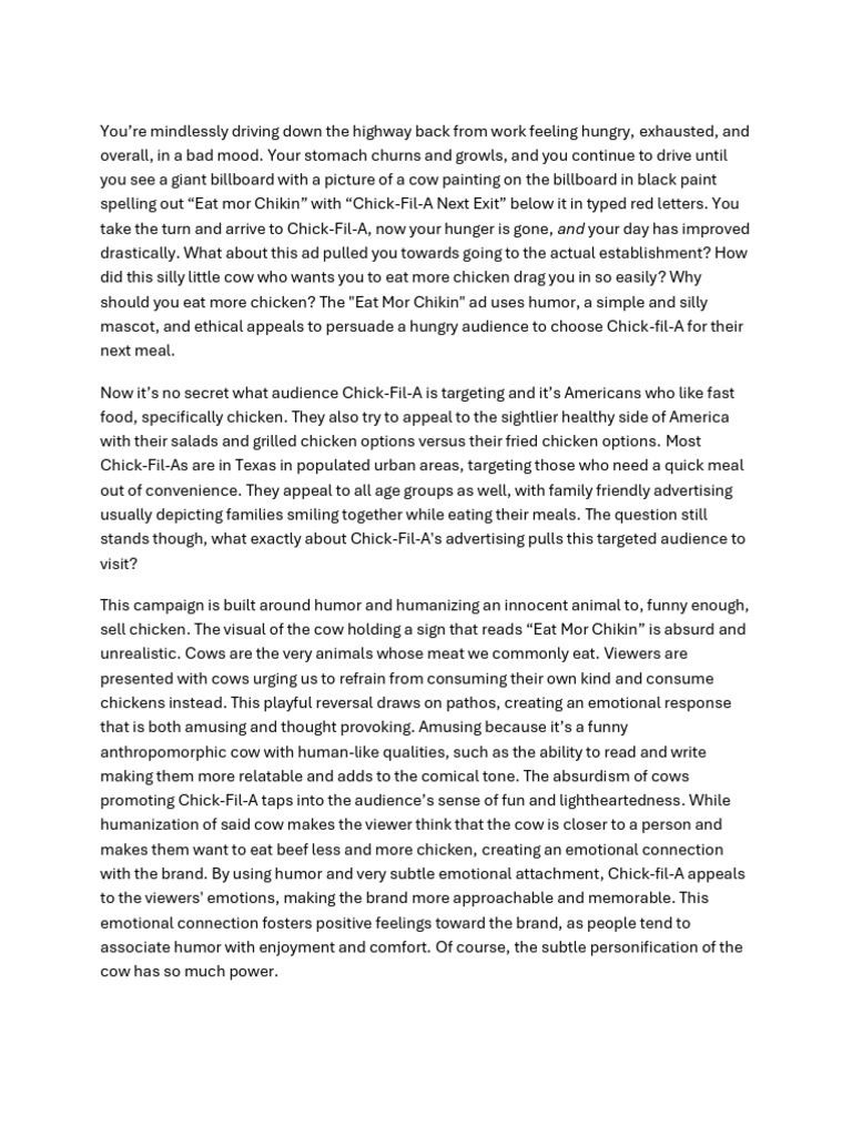 Chick Fil A S Humorous Cow Campaign Pdf Brand Advertising