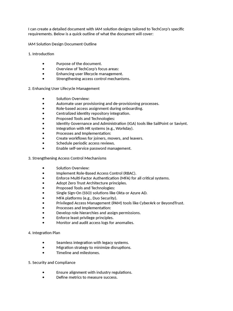 IAM Solution Design for TechCorp | PDF