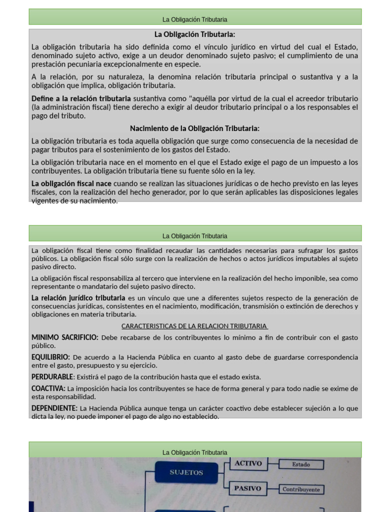Definición y Características de la Obligación Tributaria | PDF | Pagos