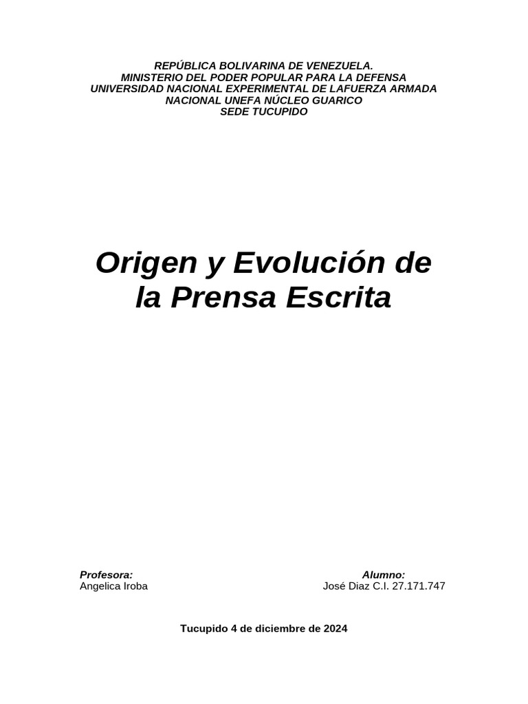 Historia y Evolución de la Prensa Escrita | PDF | Periodismo | Imprenta