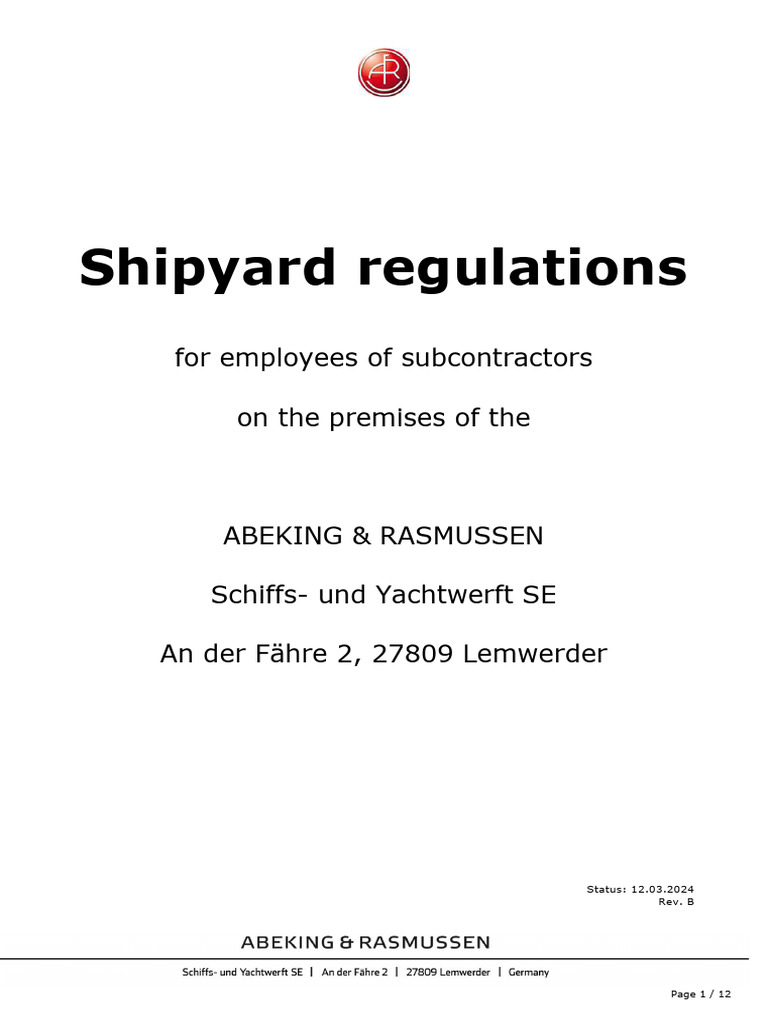 Shipyard Regulations for Subcontractors | PDF | Parking | Identity Document