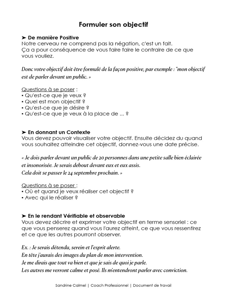 Formuler des objectifs efficaces | PDF