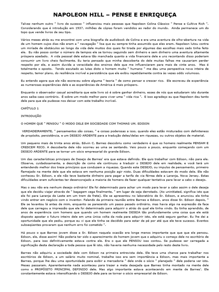 Pense e Enriqueça - Napoleon Rill | PDF