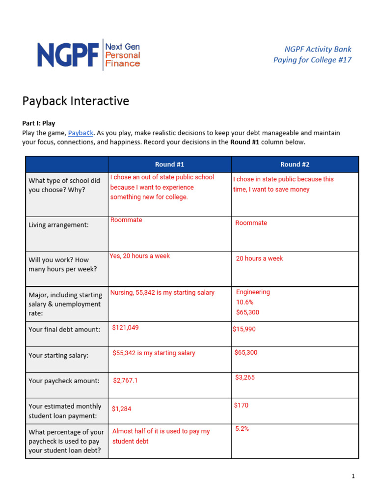 Kami Export - 07-04-Payback-Student-Activity | PDF | Debt | Student Debt