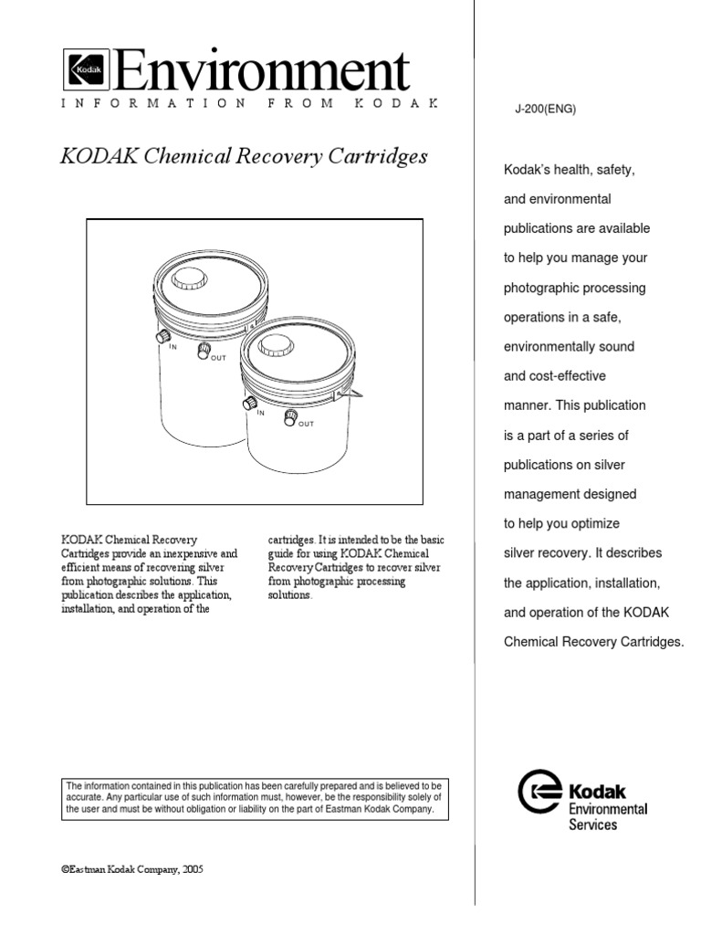 Environment KODAK Chemical Recovery Cartridges PDF Silver Ph