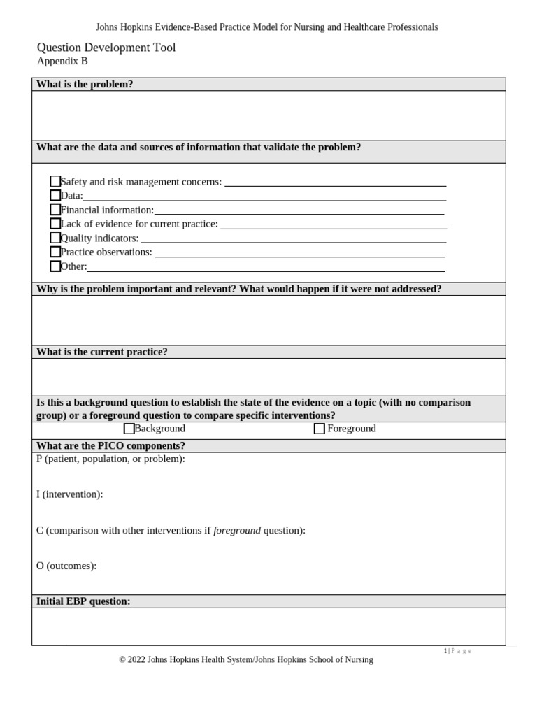 Dynamic EBP Question Development Tool | PDF | Evidence Based Medicine ...