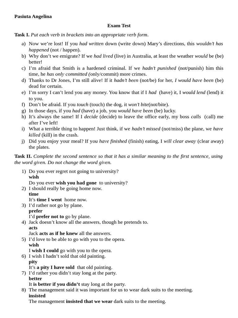 Verb Form and Sentence Correction Exercises | PDF