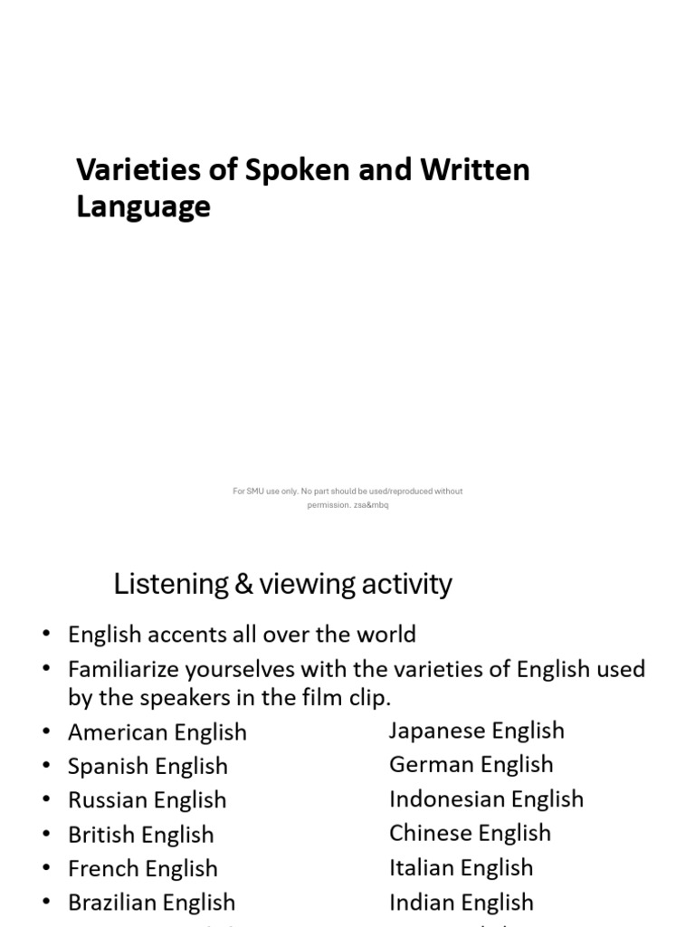 Varieties and Registers of Spoken and Written Language 2 | PDF ...
