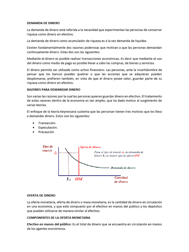 Demanda de Dinero y su Equilibrio | PDF | Oferta de dinero | Base monetaria
