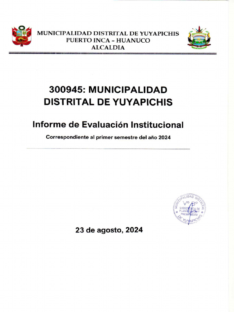 Informe de Evaluacion Institucional I Semesntre 2024 Mdy | PDF