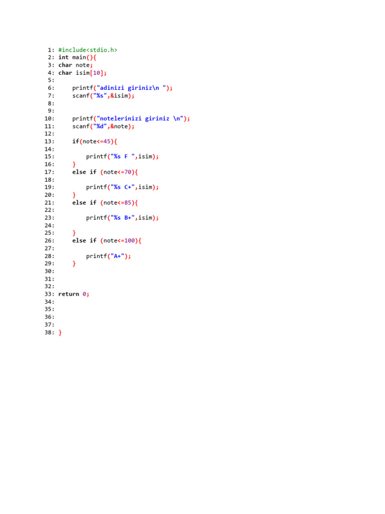 C Program for Grade Calculation | PDF