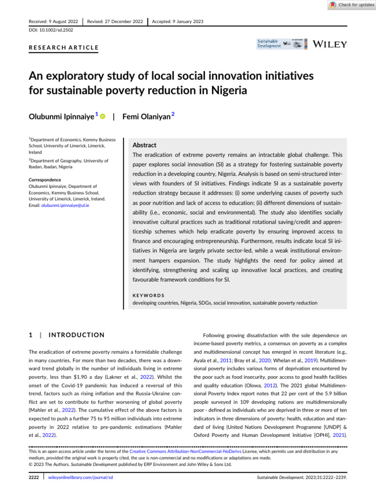 Local Social Innovation for Poverty Reduction | PDF | Poverty | Poverty ...