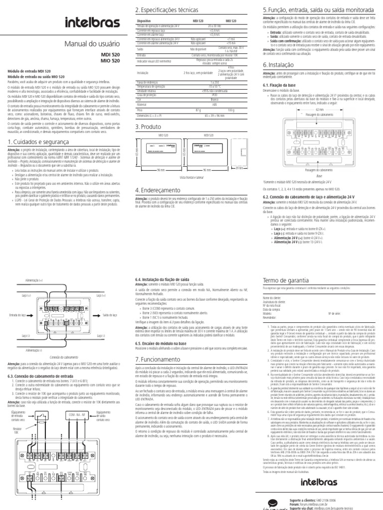 Manual do Módulo MDI/MIO 520 | PDF | Engenharia Elétrica | Eletricidade