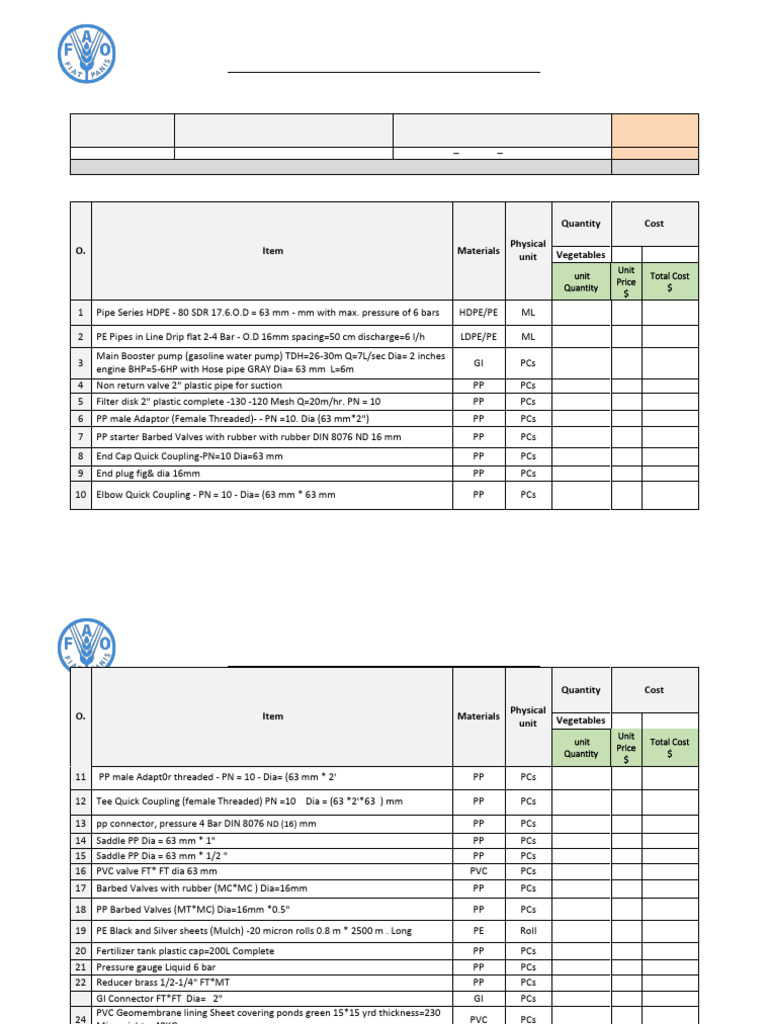 Tender for Drip Irrigation System in Yemen | PDF | Pipe (Fluid ...