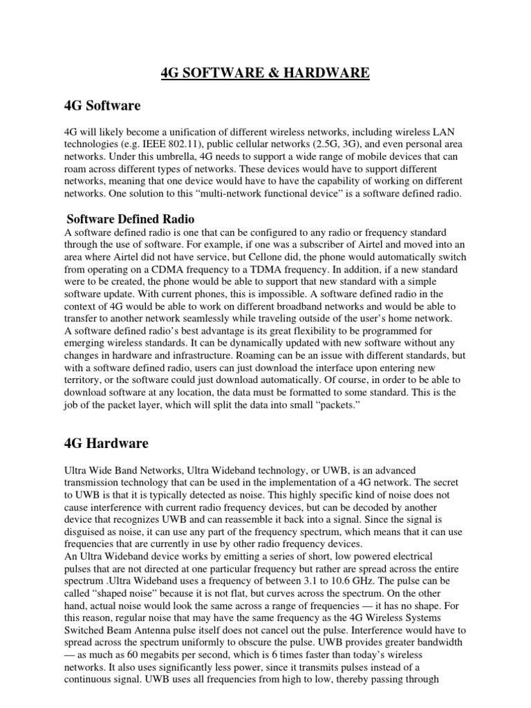 4G Software and Hardware Overview | PDF | Computers | Technology ...