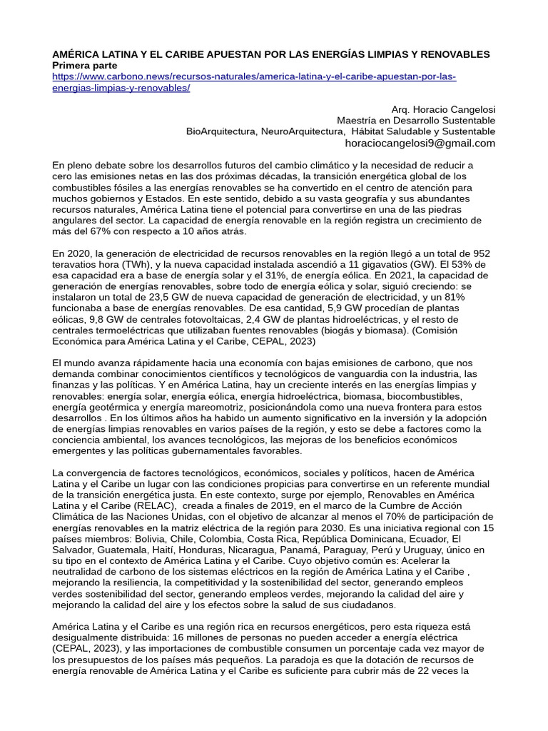 Energías Renovables en América Latina | PDF | Energía renovable ...