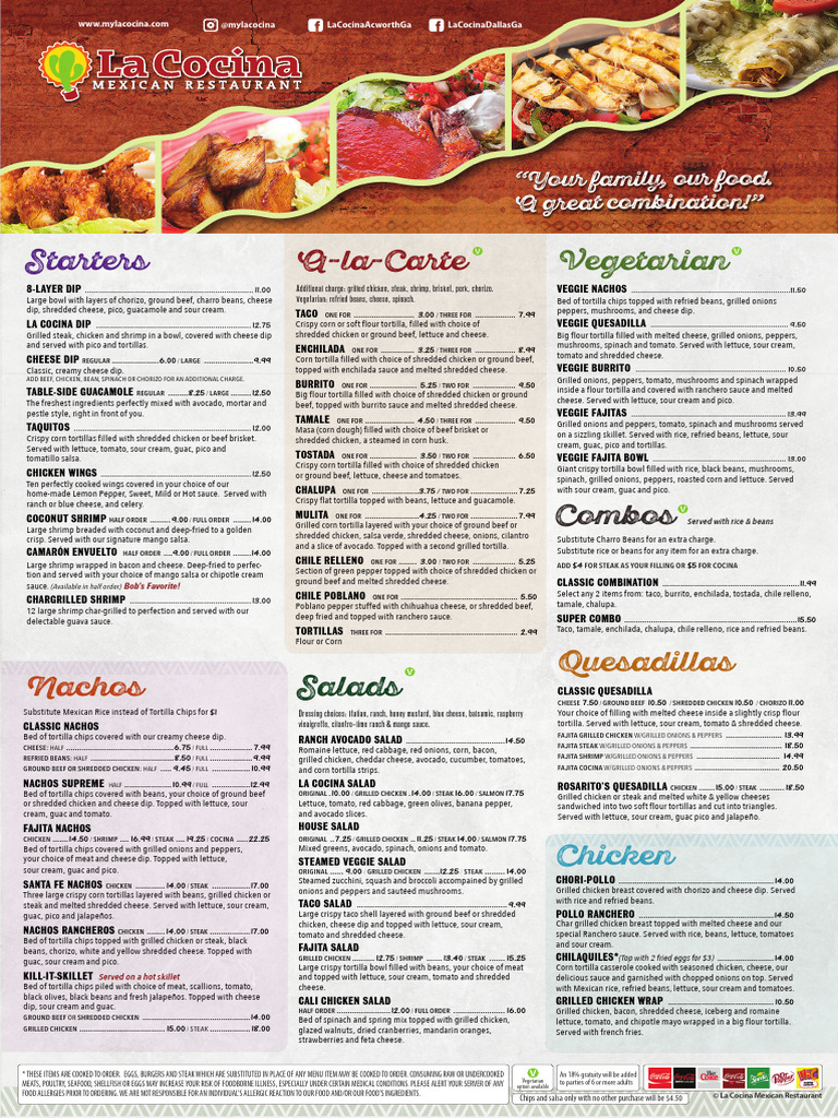 La Cocina Acworth Menu Highlights | PDF | Burrito | Taco