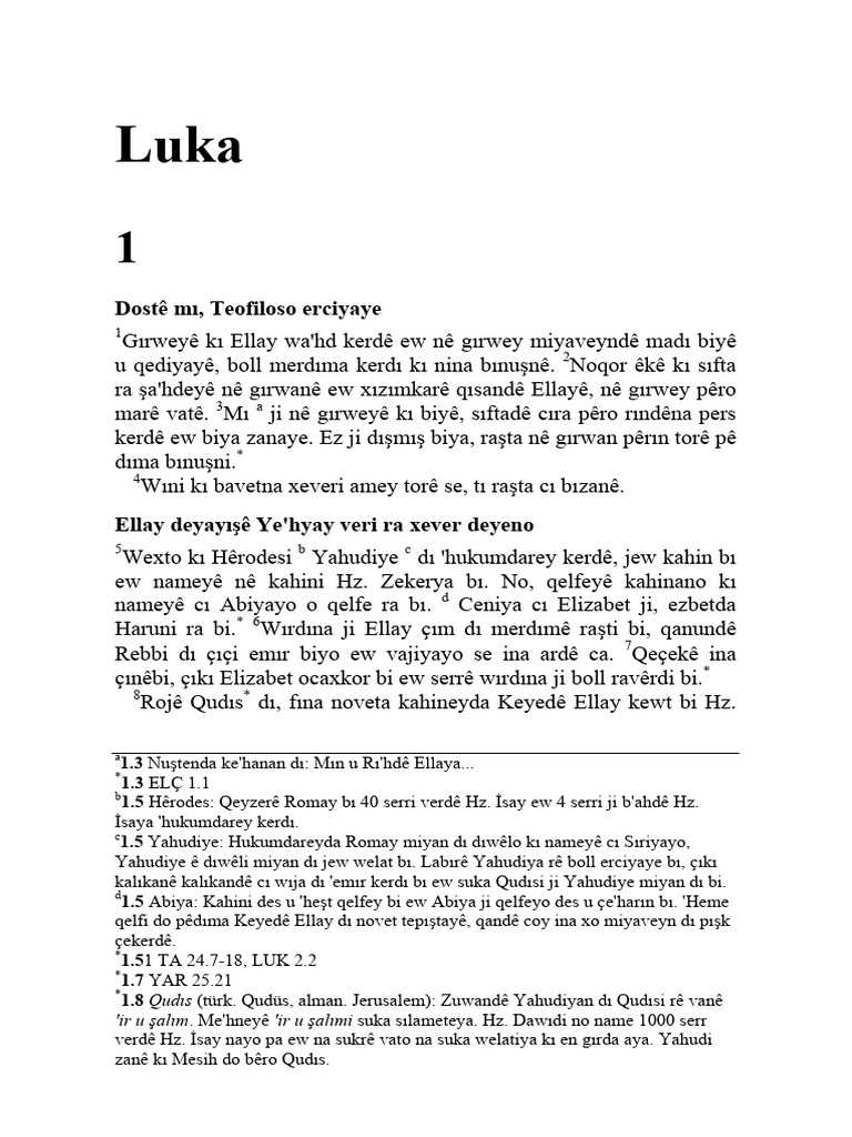 Luka 1-8 Zazaki | PDF