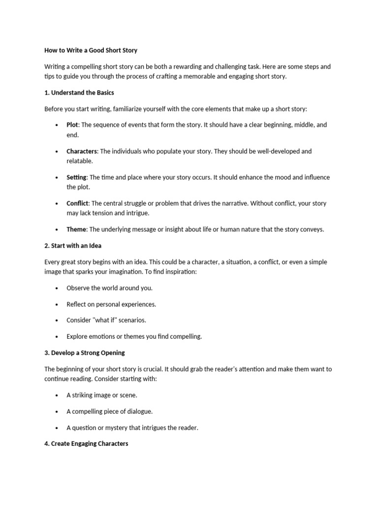 How To Write A Good Short Story | PDF | Plot (Narrative) | Narrative
