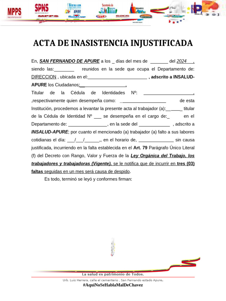 Acta de Inasistencia Laboral 2024 | PDF | Gobierno