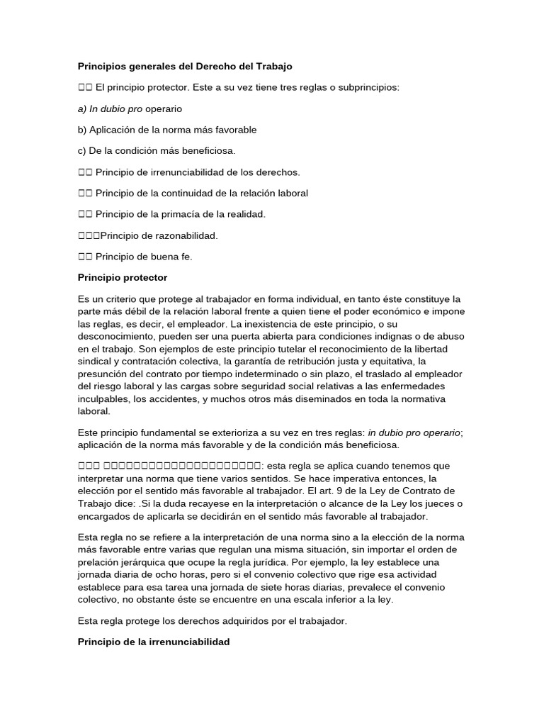 Principios del Derecho Laboral Esencial | PDF | Derecho laboral | Justicia