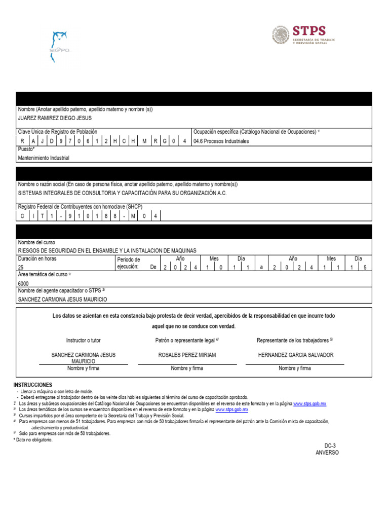 384362809-Formato-DC-3 JR | PDF