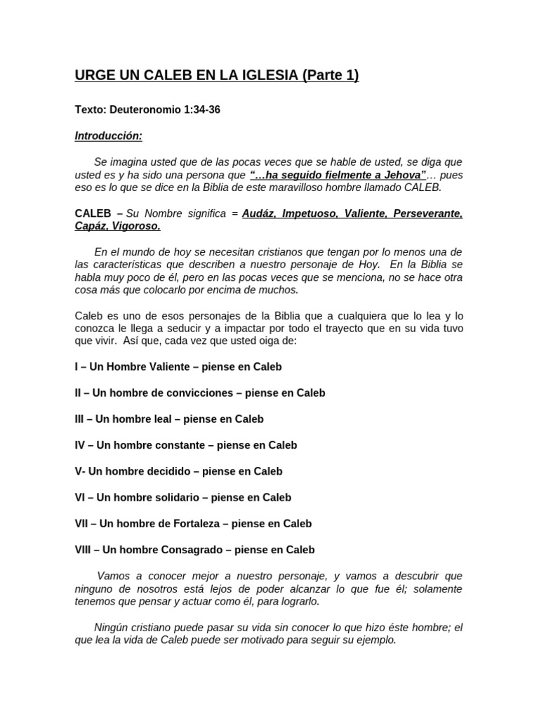 La Vida y Fe de Caleb en la Biblia | PDF | Libro de números | Moisés