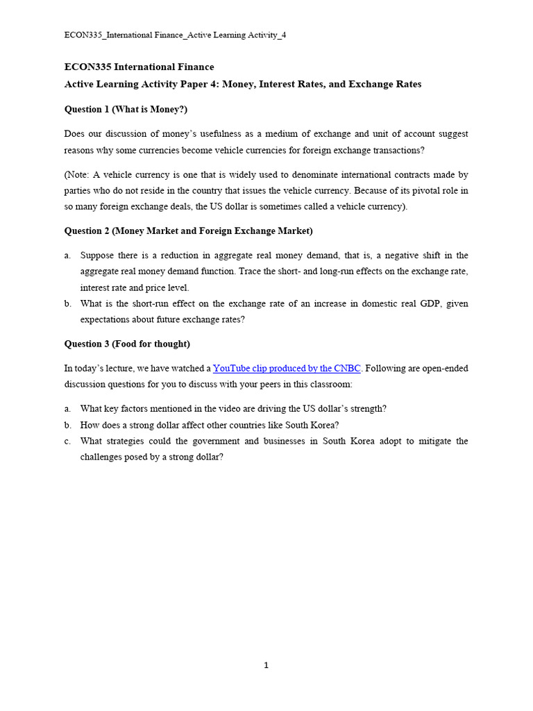 Money and Exchange Rates Analysis | PDF