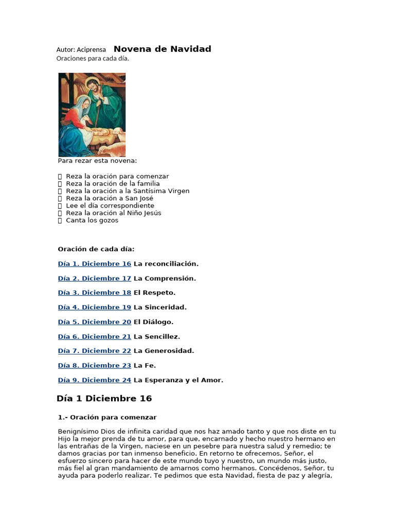 Novena de Navidad: Oraciones Diarias | PDF | María, madre de Jesús ...