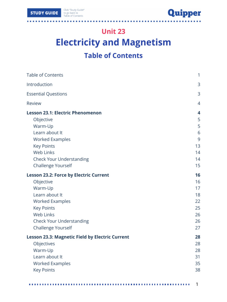 PS SHS Unit 23 Electricity and Magnetism (Study Guide) | PDF | Electric ...