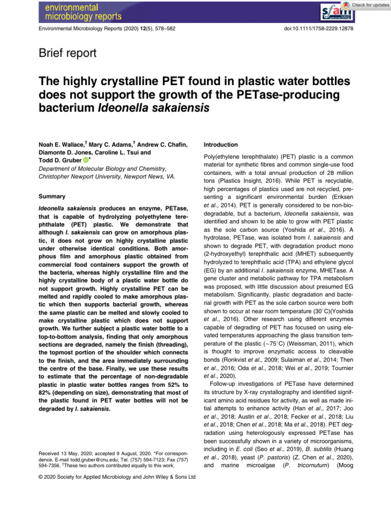 39.The highly crystalline PET found in plastic water bottles does not ...