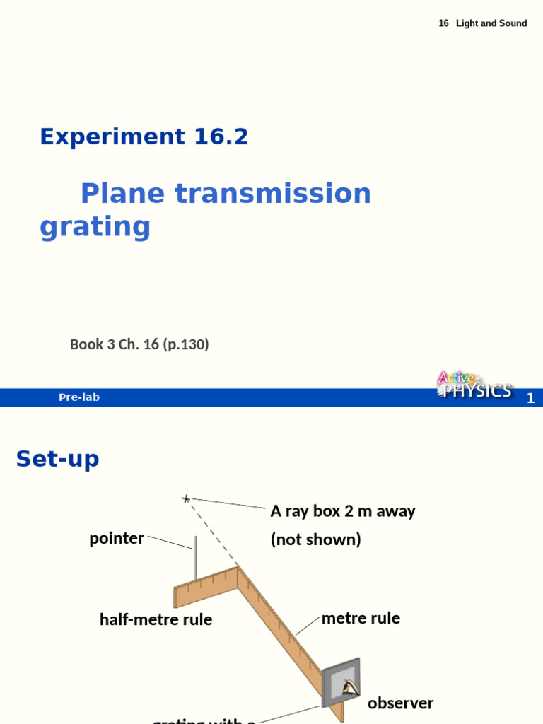Plane Transmission Grating Experiment | PDF
