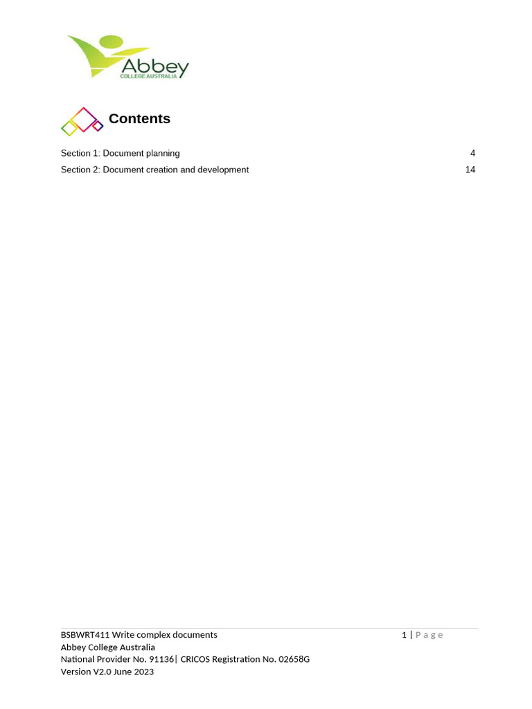 BSBWRT411: Writing Complex Documents | PDF | Information | Page Layout