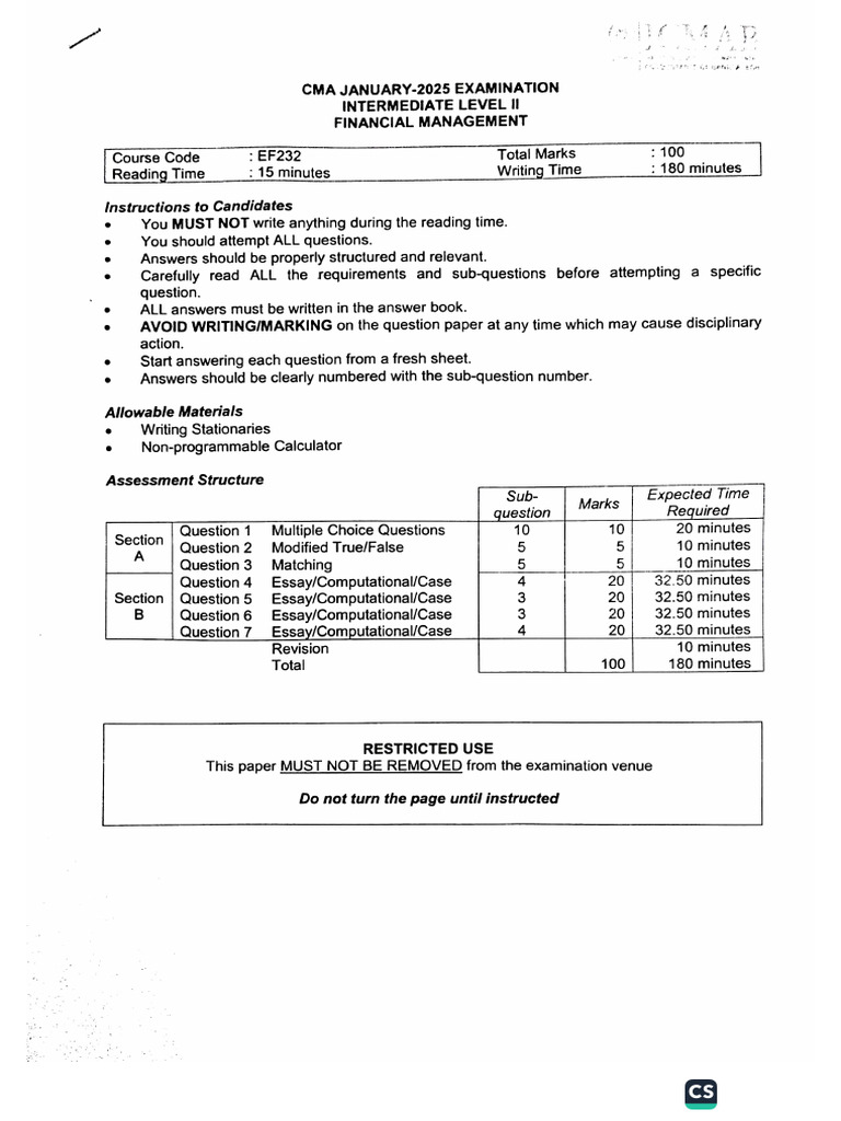 FIM Question | PDF