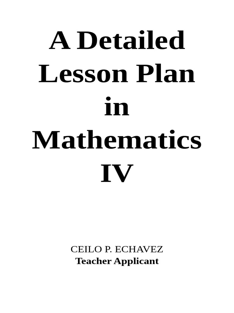 Math Lesson Plan Grade 4 Pdf Area Teachers